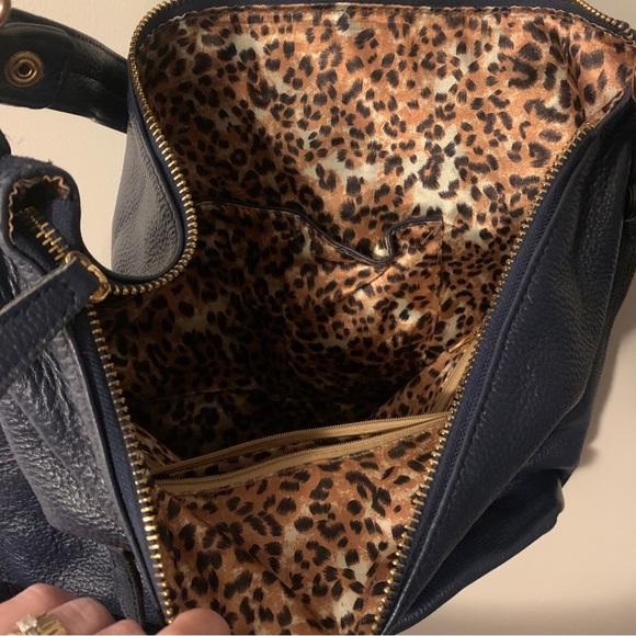 Gen. Leather Bag X Sam & Kate by Park Avenue. Navy Blue Colour + Leopard Print - Picture 6 of 7